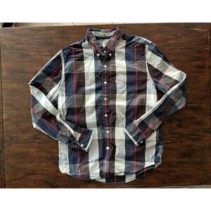 Levis Sunset Shirt Mens L Black Blue Red Scotch Plaid Button Up Long Sleeve